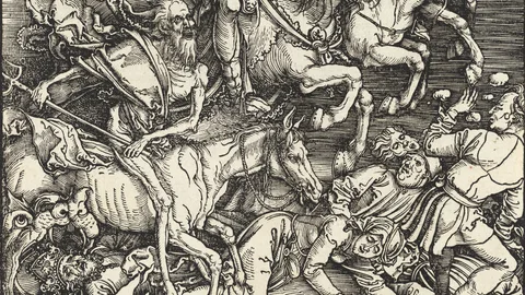 Death and the mouth of Hell, cut from The Four Horsemen, from The Apocalypse by Albrecht Dürer