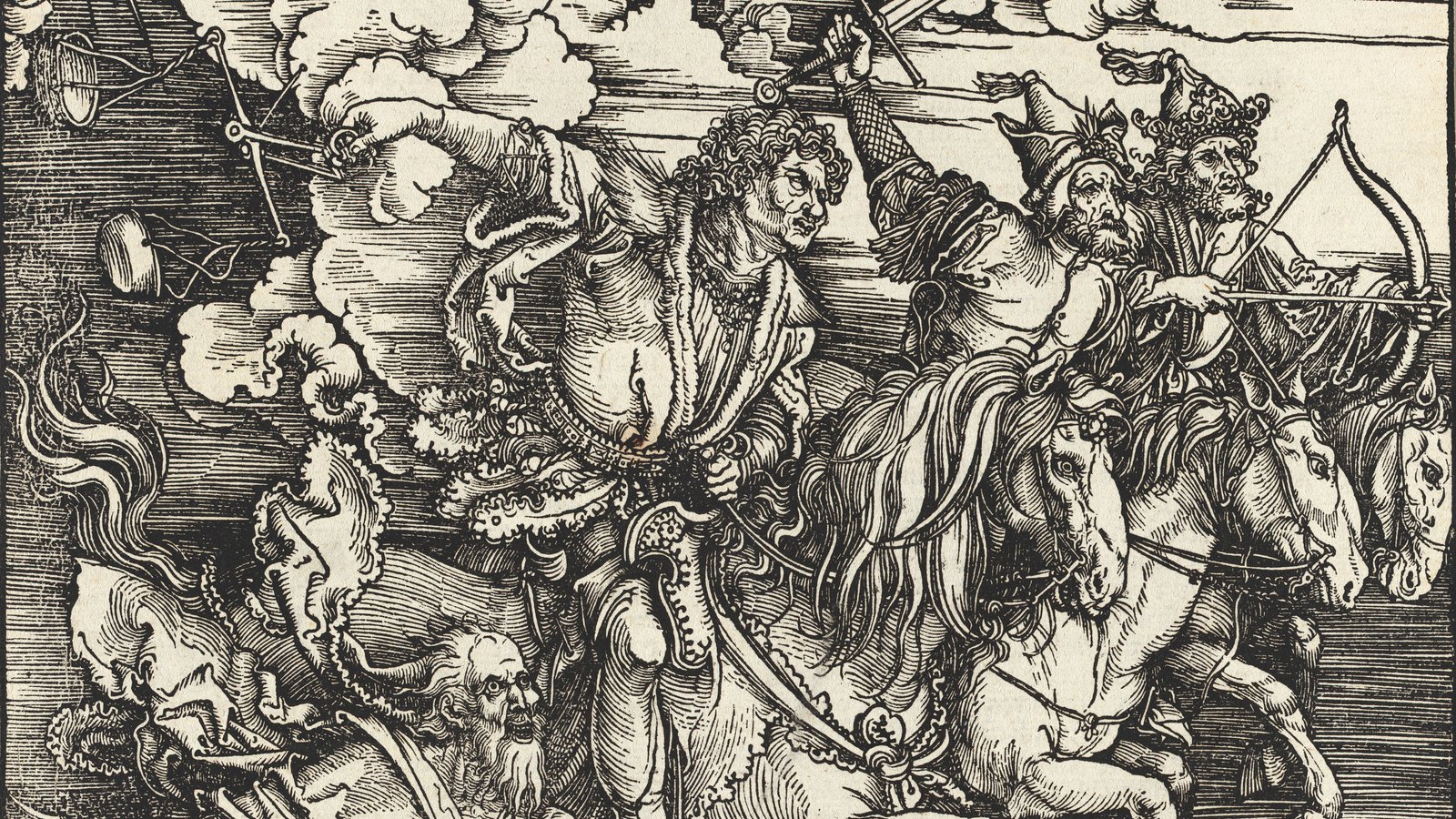 The four riders, cut from The Four Horsemen, from The Apocalypse