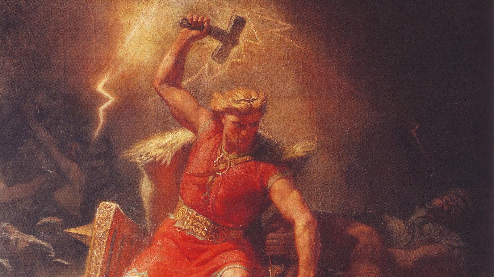 Thor and Mjölnir, cut from Thor's Fight with the Giants